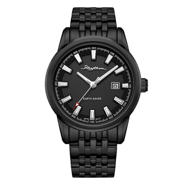 Rhythm ES1403S06 black stainless steel black dial mens wrist watch
