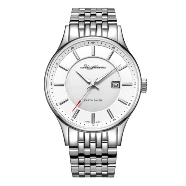 Rhythm ES1404S01 silver Stainless steel white dial mens wrist watch