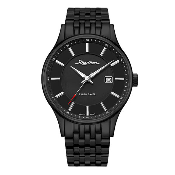 Rhythm ES1404S06 black stainless steel black dial mens wrist watch