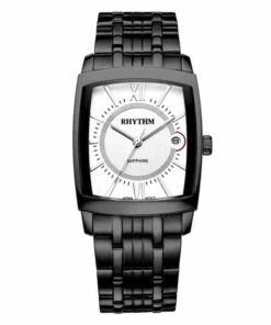 Rhythm-P1201S05 black stainless steel white dial men's analog wrist watch
