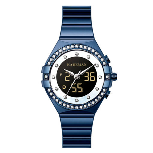 Kademan K9079L stylish blue steel analog digital ladies gift watch