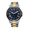 Q&Q Men's Analog Wrist Watch QB22J418Y in blue roman dial & golden silver chain