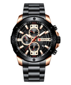 curren 8336 black stainless steel black dial men's chronograph wrist watch