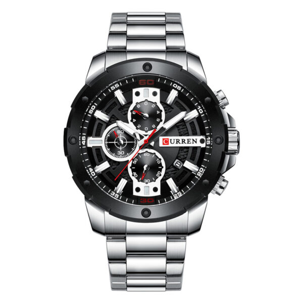 curren 8336 silver stainless steel black men's chronograph wrist watch