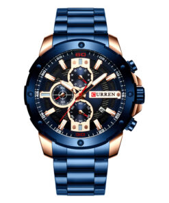 curren 8336 blue stainless steel men's chronograph wrist watch