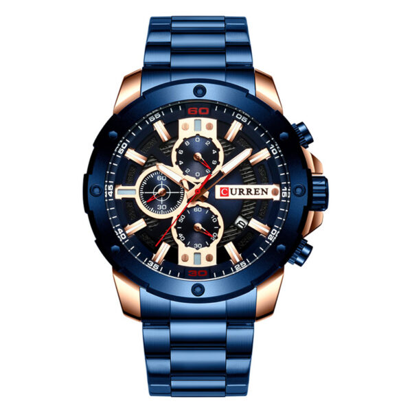 curren 8336 blue stainless steel men's chronograph wrist watch