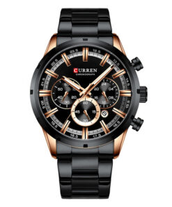 curren 8355 black stainless steel black dial men's chronograph wrist watch