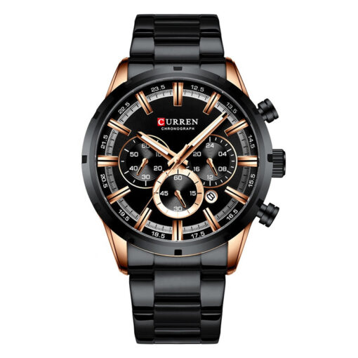 curren 8355 black stainless steel black dial men's chronograph wrist watch