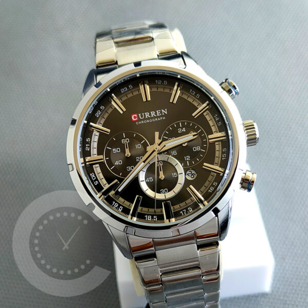 Curren 8355 Silver Black Men's Chronograph Dress Watch Branded