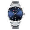 8357 Silver Stainless Steel Blue Dial Curren Men's Hand Watch