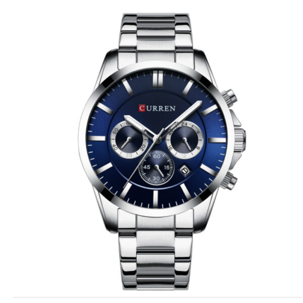 Curren Silver Stainless Steel Blue chronograph Dial Men's Wrist Watch