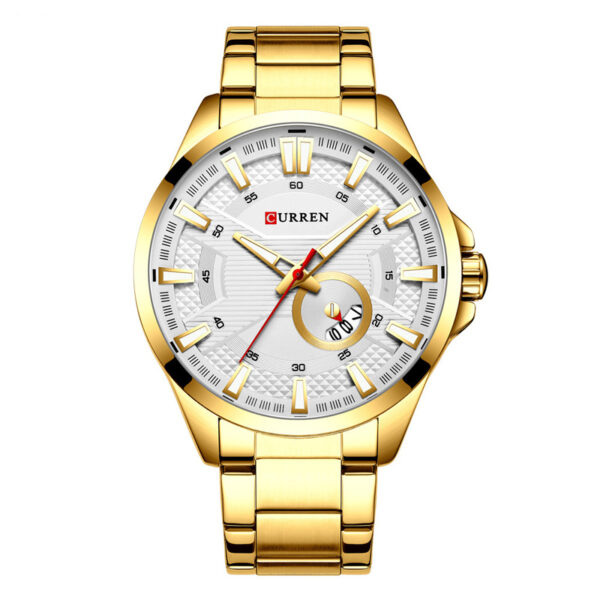 Curren 8372 Golden Stainless Steel White Dial Analog Men's Watch