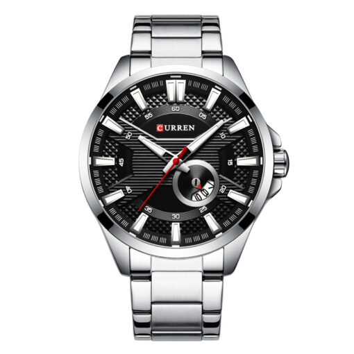 Curren 8372 Silver Steel Black Dial Gent's Wrist Watch