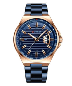 curren 8375 blue stainless steel blue dial mens analog wrist watch