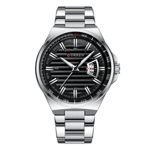 curren 8375 silver stainless steel black dial men's wrist watch