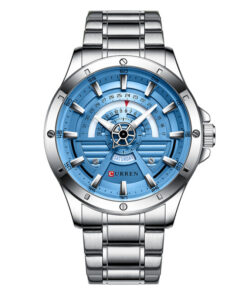 curren 8381 silver stainless steel blue dial analog men's wrist watch