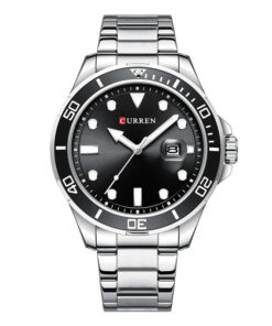 8388 Silver Stainless Steel Black Dial Curren Men's Wrist Watch