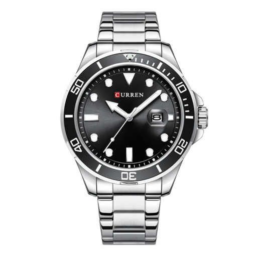 8388 Silver Stainless Steel Black Dial Curren Men's Wrist Watch