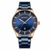 Curren 8347 blue stainless steel chain men's analog wrist watch