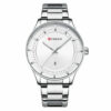 Curren 8347 silver stainless steel white analog dial men's hand watch