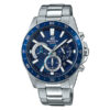 casio edifice efv-570d-2avudf model mens chronograph wrist watch in blue dial & silver stainless steel strap
