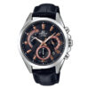Casio Edifice EFV-580L-1AV black leather strap black dial mens chronograph wrist watch