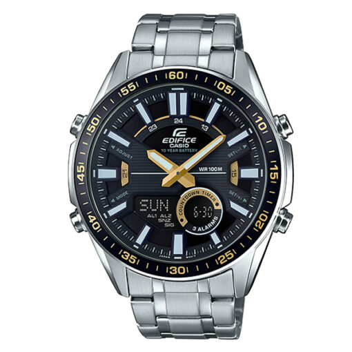 Casio Edifice EFV-C100D-1BV silver stainless steel black analog digital dial men's wrist watch