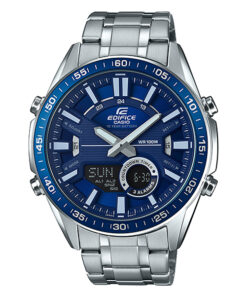 Casio Edifice EFV-C100D-2AV silver stainless steel blue analog digital dial men's wrist watch