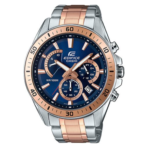 efr-552sg-2av two tone stainless steel blue chronograph dial mens wrist watch