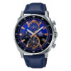 efv-600l-2avudf casio edifice blue leather strap & blue multi-function dial mens wrist watch