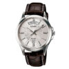 Casio Enticer MTP-1381L-7Av Black Leather Strap & Silver Dial Men's Executive Wrist Watch