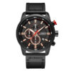 curren 8291 black leather strap black dial men's chronograph wrist watch