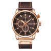 curren 8291 brown leather strap brown dial men's chronograph wrist watch