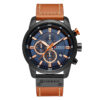 curren 8291 orange leather strap blue dial men's chronograph wrist watch