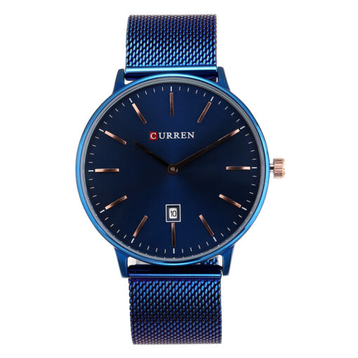 curren 8302 blue mesh strap blue dial analog men's wrist watch