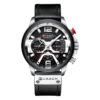 curren 8329 black leather strap black dial mens chronograph wrist watch