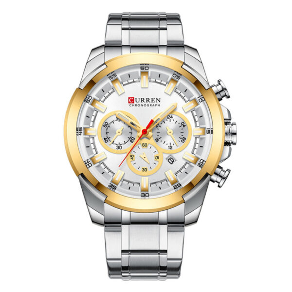 curren 8361 silver stainless steel white dial mens chronograph wrist watch