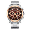 8361 curren silver stainless steel brown dial chronograph mens wrist watch