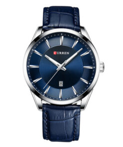 Curren 8365 Blue Leather Strap Blue Dial Men's Wrist Watch