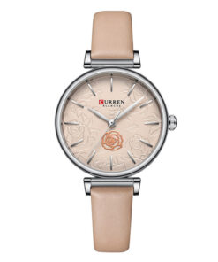 Curren 9078 Khaki Leather Strap Ladies Wrist Watch