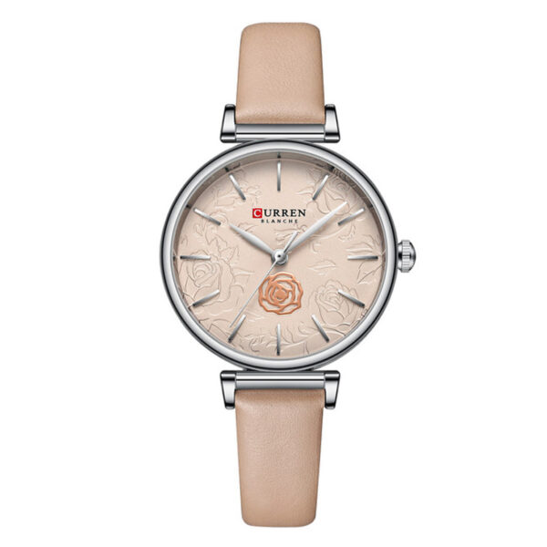 Curren 9078 Khaki Leather Strap Ladies Wrist Watch