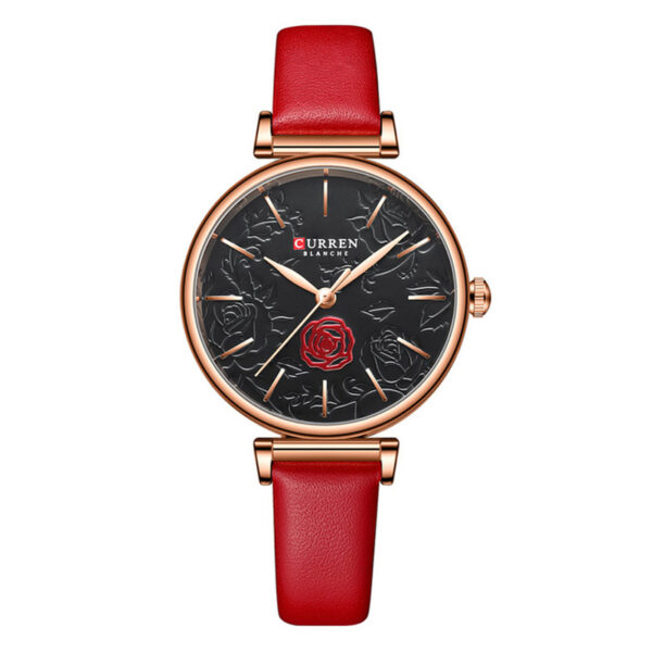 Curren 9078 Red Leather Strap White Dial Ladies Gift Watch