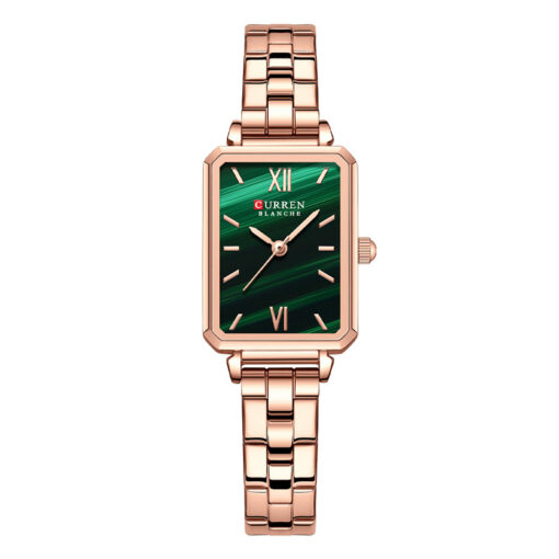 curren 9082 rose gold stainless steel green dial ladies analog wrist watch