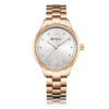 9003 Curren ladies gift watch in silver stone embedded dial & rose gold steel chain