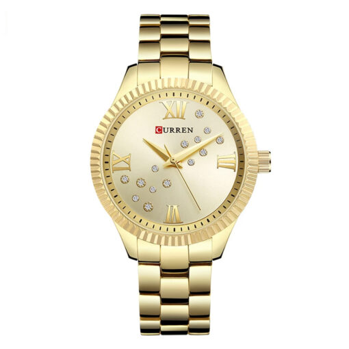 Curren 9009 Golden Stainless Steel Golden Dial Ladies Gift Watch