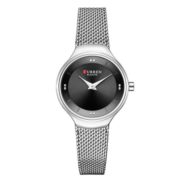 Curren 9028 Silver Mesh Strap Black Dial Ladies Wrist Watch