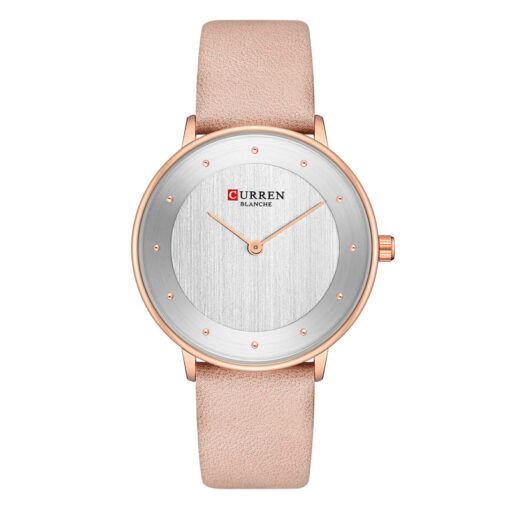 curren 9033 pink leather strap white dial ladies analog gift watch