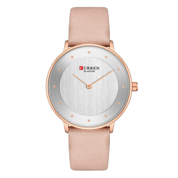 curren 9033 pink leather strap white dial ladies analog gift watch