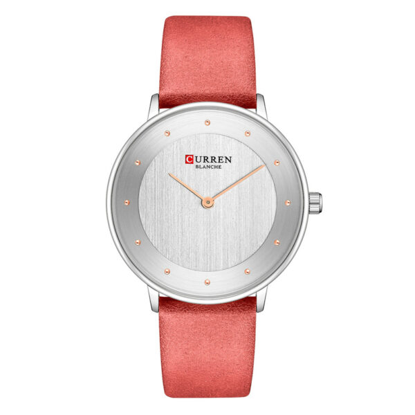curren 9033 red leather strap white dial ladies analog gift watch