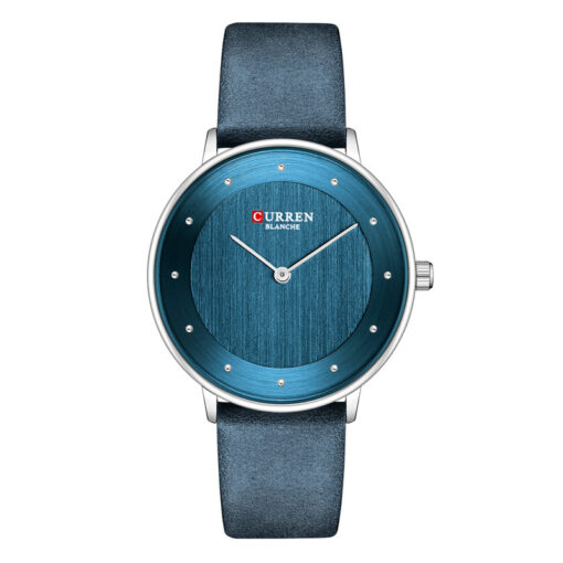 curren 9033 dark blue leather strap blue dial ladies wrist watch